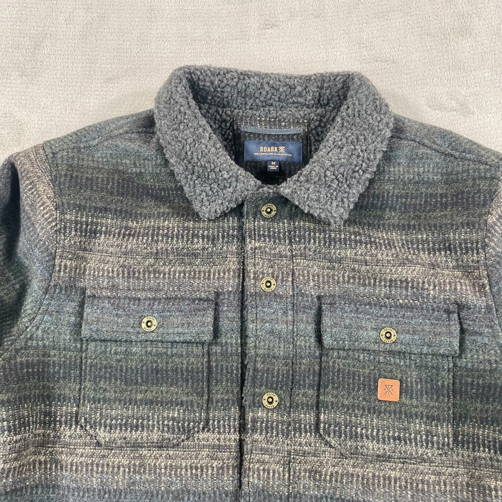 Roark Hebrides Jacket Men Medium Multi Military Striped Wool Blend Snap NWT $165 - Picture 5 of 12